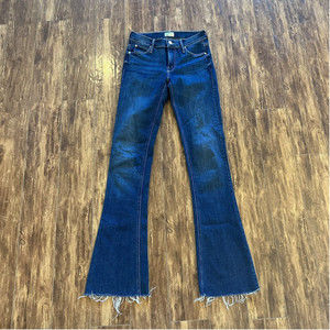Mother The Runaway Fray Girl Crush Low Rise Raw Hem Flared Jeans Long Inseam 24